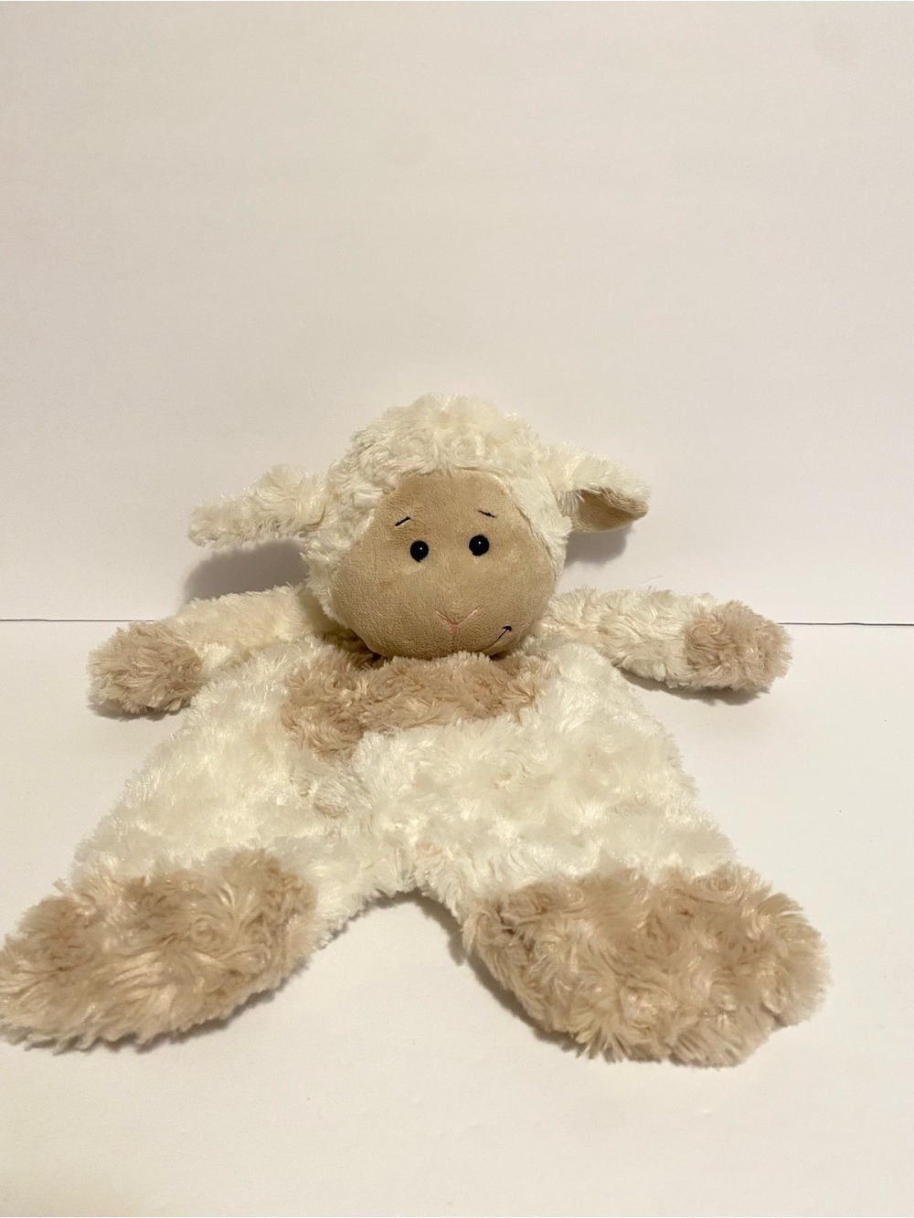 Ganz Baby Flat A Pat White Tan Lamb Plush Sheep Lovey Stuffed Animal Blanket